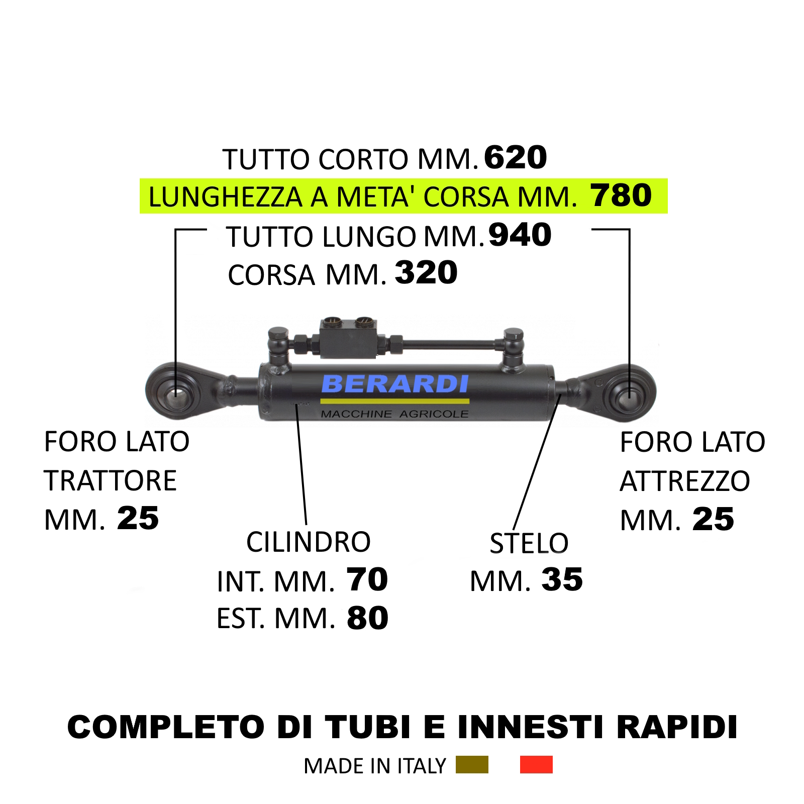 Terzo punto idraulico con gancio rapido per trattore cm 56 / 79